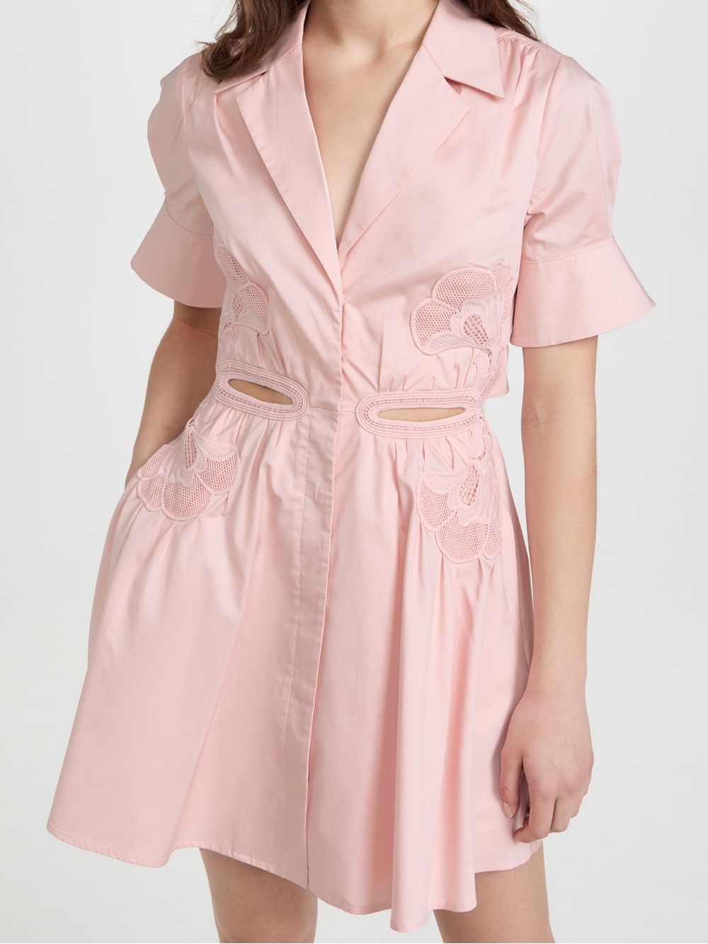 Self-Portrait Blush Pink Eyelet Cutout Mini Dress